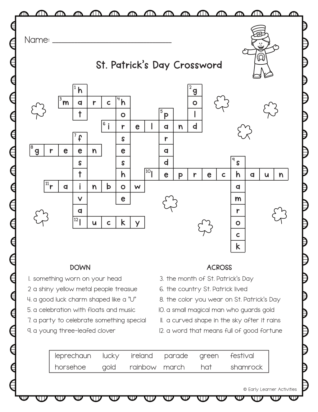 St. Patrick’s Day ELA Worksheets for 2nd&nbsp;Grade